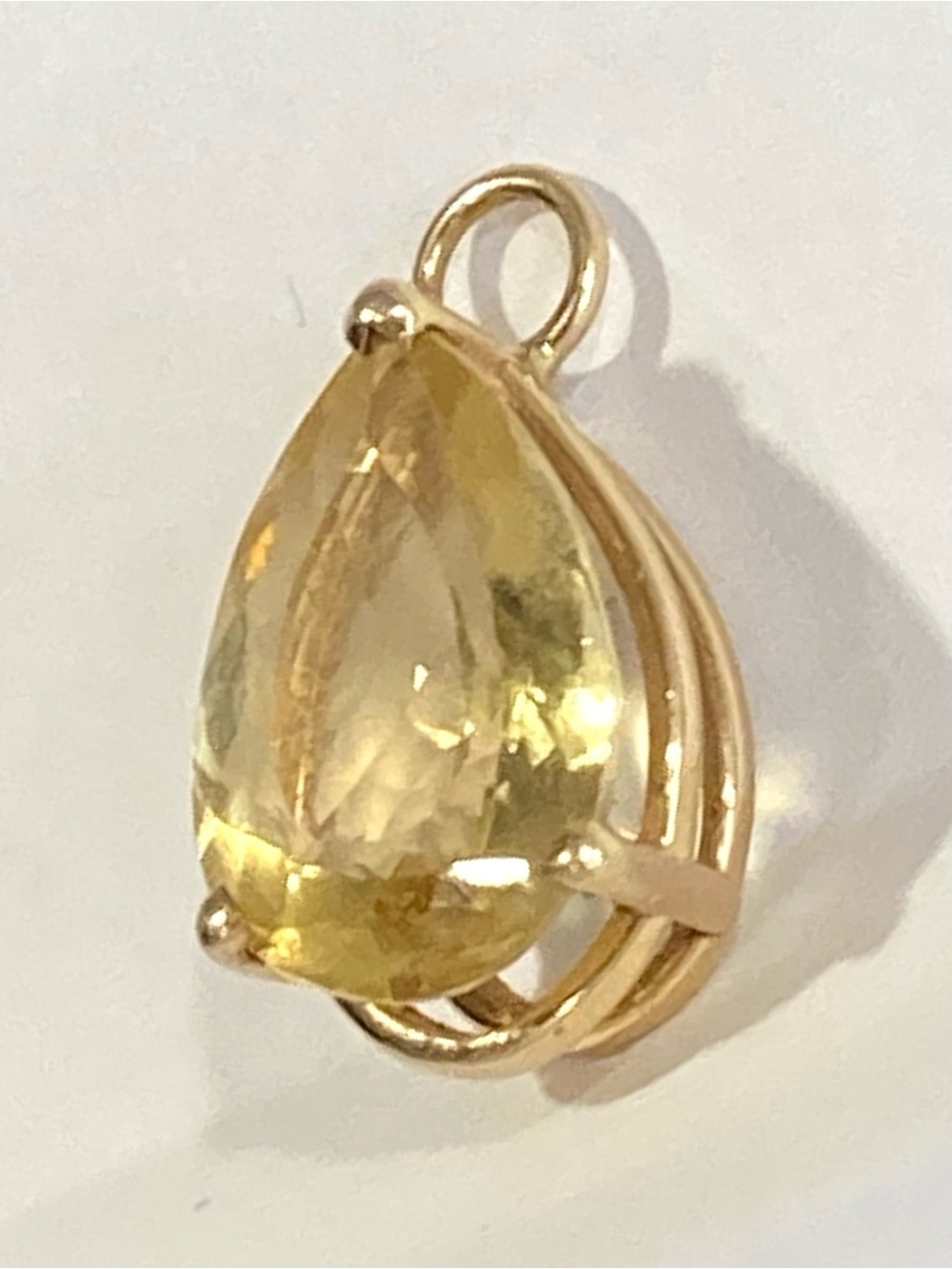 14K Gold Pendant with Yellow Pear-Cut Stone - Picture 14 of 17